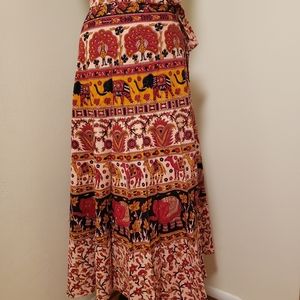 Maxi Elephant Print Wrap Skirt